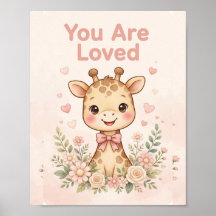 Du wirst geliebte Giraffe-Nursery-Poster