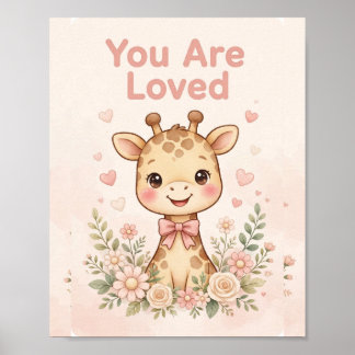 Du wirst geliebte Giraffe-Nursery-Poster Poster
