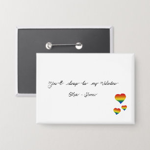 Du wirst immer mein Valentinstag LGBT-Herzen-Flagg Button