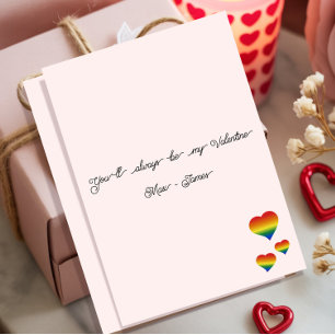 Du wirst immer mein Valentinstag LGBT-Herzflagge F Feiertagskarte