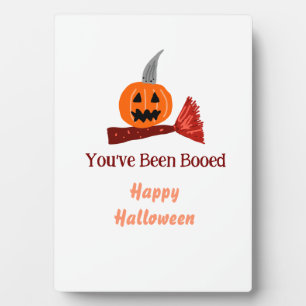 Du wurdest ausgebuht Frohes Halloween Kürbisk Bese Fotoplatte