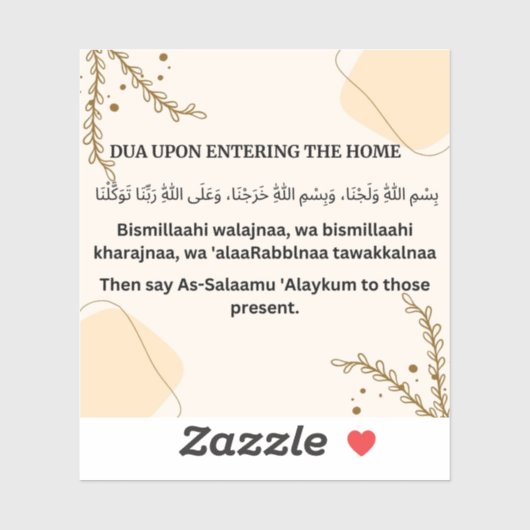 DUA NACH EINTRITT DER ZUHAUSE AUFKLEBER (Blatt)