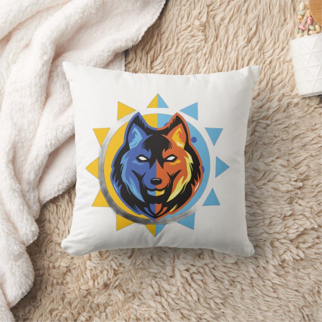 Dual Color Wolf Throw Pillow Kissen (Decke)