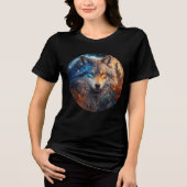 Dual-Eyed Cosmic Wolf in Fantasy Realm Tri-Blend Shirt (Vorderseite)
