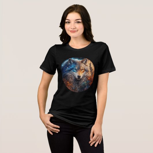 Dual-Eyed Cosmic Wolf in Fantasy Realm Tri-Blend Shirt (Vorderseite voll)