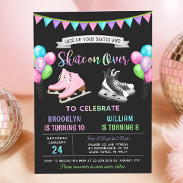 Dual Ice Skating Birthday Invitation Einladung