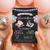 Dual Ice Skating Birthday Invitation Einladung