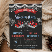 Dual Ice Skating Birthday Invitation for Boys Einladung