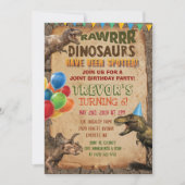 DUAL INVITE - Einhorn und Dinosaurier Einladung zu (Vorderseite)
