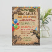 DUAL INVITE - Einhorn und Dinosaurier Einladung zu (Stehend Vorderseite)