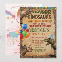 DUAL INVITE - Einhorn und Dinosaurier Einladung zu