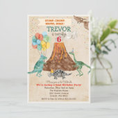 DUAL INVITE - Einhorn und Dinosaurier Einladung zu (Stehend Vorderseite)