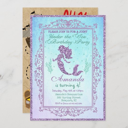 DUAL INVITE - Mermaid und Pirate Birthday Invite Einladung (Vorne/Hinten)