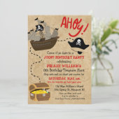 DUAL INVITE - Pirate und Mermaid Birthday Invite Einladung (Stehend Vorderseite)