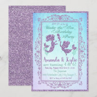 DUAL Mermaid Party Under Sea Birthday Card