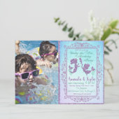 DUAL Mermaid Party Under Sea Birthday Card Einladung (Stehend Vorderseite)