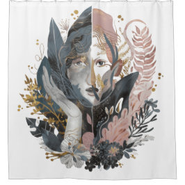Dual Nature - A Surreal Floral Portrait Duschvorhang