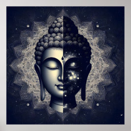 Dual Nature Buddha Mandala - Cosmic Zen Enlighten Poster