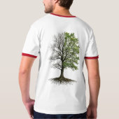 Dual Nature Tree of Life Split Design T-Shirt (Schwarz voll)