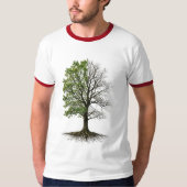 Dual Nature Tree of Life Split Design T-Shirt (Vorderseite)