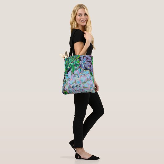 Dual-sided tote bag featuring a succulent bouquet tasche (Am Model)