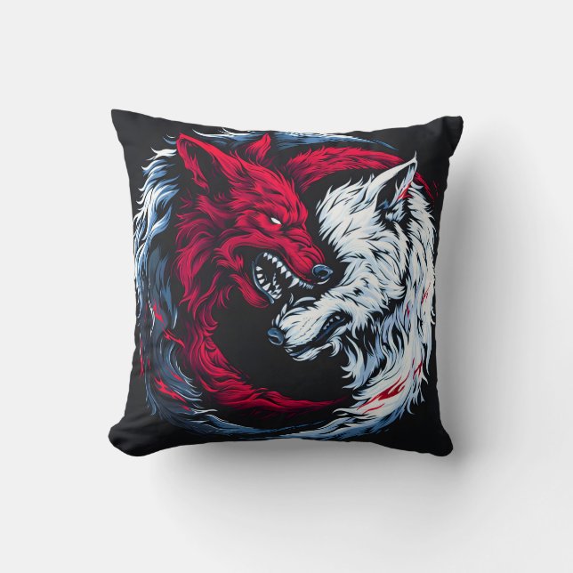 Dual Wild Lunar Wolf Kissen (Vorderseite)