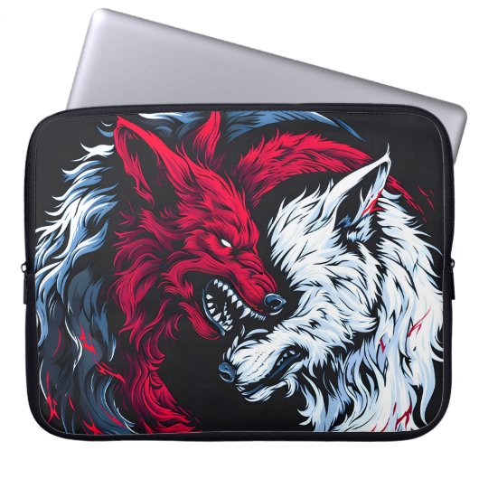 Dual Wild Lunar Wolf Laptopschutzhülle (Vorderseite)