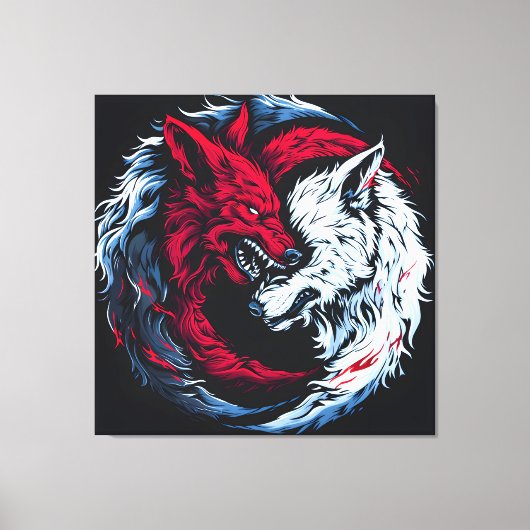 Dual Wild Lunar Wolf Leinwanddruck (Vorderseite)