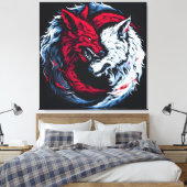Dual Wild Lunar Wolf Leinwanddruck (Insitu (Schlafzimmer))