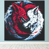 Dual Wild Lunar Wolf Leinwanddruck (Insitu (Holzboden))