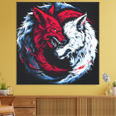 Dual Wild Lunar Wolf Leinwanddruck (Insitu (Wohnzimmer))