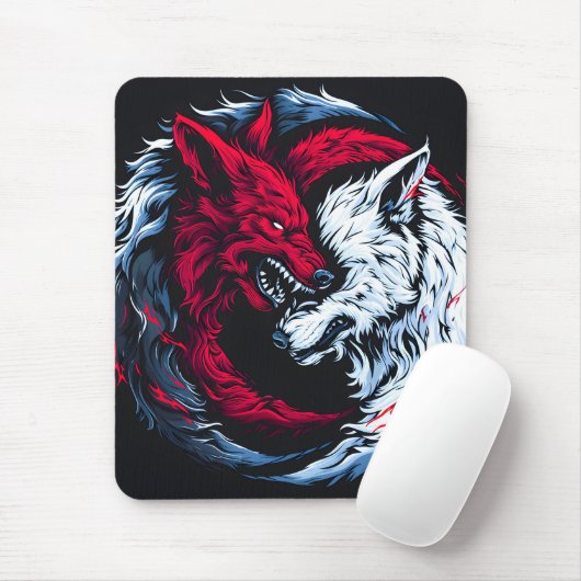 Dual Wild Lunar Wolf Mousepad (Mit Mouse)