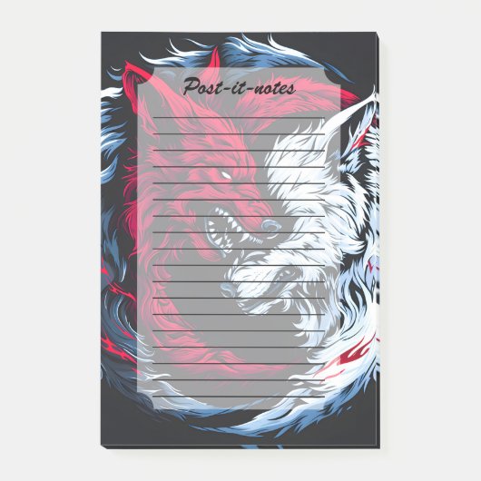 Dual Wild Lunar Wolf Post-it Klebezettel (Vorderseite)