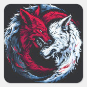 Dual Wild Lunar Wolf Quadratischer Aufkleber (Vorderseite)