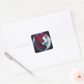Dual Wild Lunar Wolf Quadratischer Aufkleber (Umschlag)