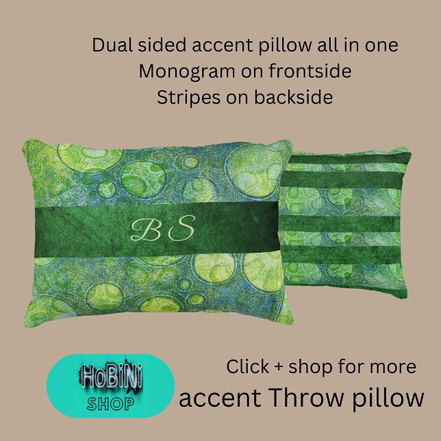 dualblau-grün abstrakt multicolor dekokissen (Dual sided accent throw pillow all in one
Monogram on frontside
Stripes on backside)