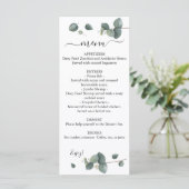 Duale Eukalyptus Greenerity Wedding Menu Menükarte (Stehend Vorderseite)