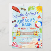 Duale Joint Double Beach Bash Summer Boy Geburtsta Einladung (Vorderseite)