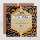 Duale Leopard Zebra Prints & Glitzer Geburtstag Einladung (Vorne/Hinten)