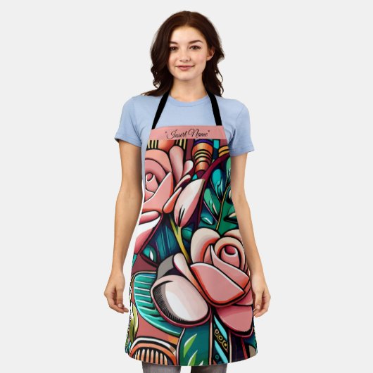 Duale Rose: Eine spektakuläre Blumenübereinkunft Schürze (Getragen)