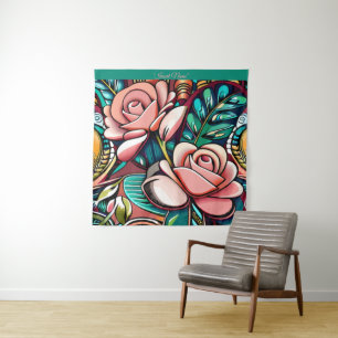 Duale Rose: Eine spektakuläre Blumenübereinkunft Wandteppich