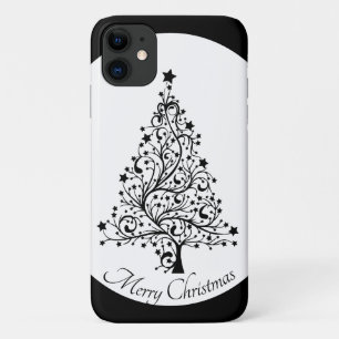 Duale Schwarz-Weiß-Minimalistische Weihnachtsbaum Case-Mate iPhone Hülle