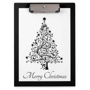 Duale Schwarz-Weiß-Minimalistische Weihnachtsbaum Klemmbrett