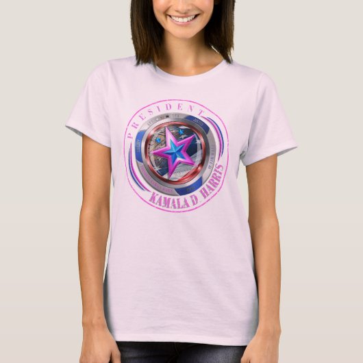 Duale Seite Harris-Walz Wing/Briefmarke Medallion T-Shirt (Vorderseite)