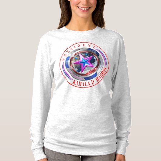 Duale Seite Harris-Walz Wing/Briefmarke Medallion T-Shirt (Vorderseite)