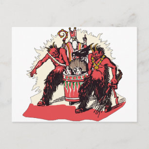 Dualer Krampus und altes St. Nick Postkarte