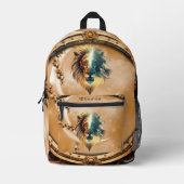 Dualität der Kraft, Der Löwe und die Frau. Bedruckter Rucksack (Vorderseite)