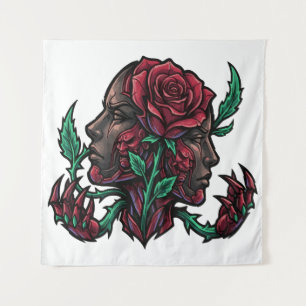 Dualität der Rose   Dunkle Gothic Japanische Hanny Wandteppich