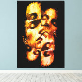 Dualität in Gold - Abstraktes, modernes Portrait Leinwanddruck (Insitu (Holzboden))