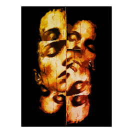 Dualität in Gold - Abstraktes, modernes Portrait Poster